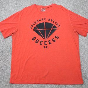Under Armour Shirt Mens XL Red UA Pressure Breeds Success Heatgear Loose Fit S/S